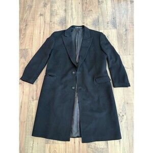 Movimento Mens 42R Black 100% Cashmere Overcoat Made in Italy Long Dress Coat